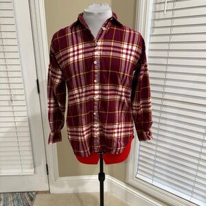 NWOT The Loft, Light Flannel Plaid Button Down Shirt, Size Small
